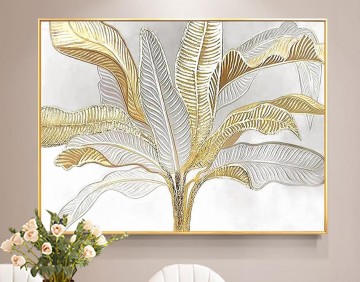 150の主題の芸術作品 Painting - ゴールドシルバーリーフの壁の装飾